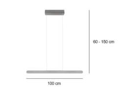 LED Pendelleuchte HELIOS Silber dimmbar & höhenverstellbar bis 150cm, B: 100cm