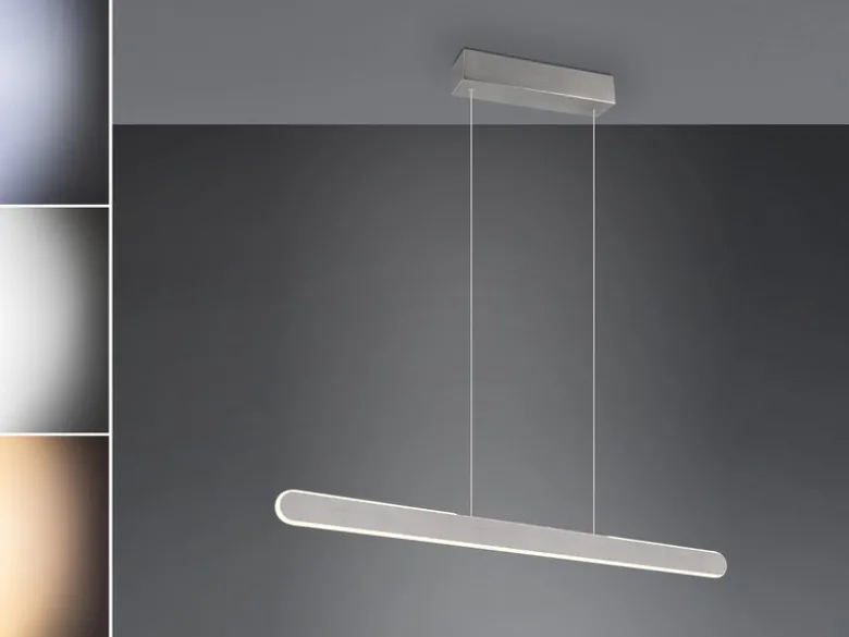 LED Pendelleuchte HELIOS Silber dimmbar & höhenverstellbar bis 150cm, B: 100cm