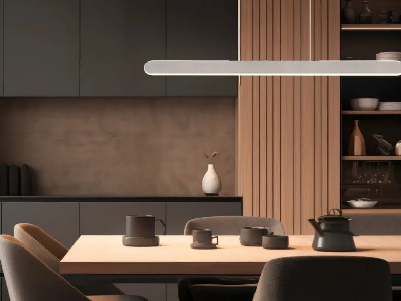 LED Pendelleuchte HELIOS Silber dimmbar & höhenverstellbar bis 150cm, B: 100cm
