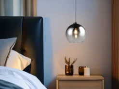 LED Pendelleuchte höhenverstellbar 1-flammig mit Rauchglas Kugel, Ø 25cm