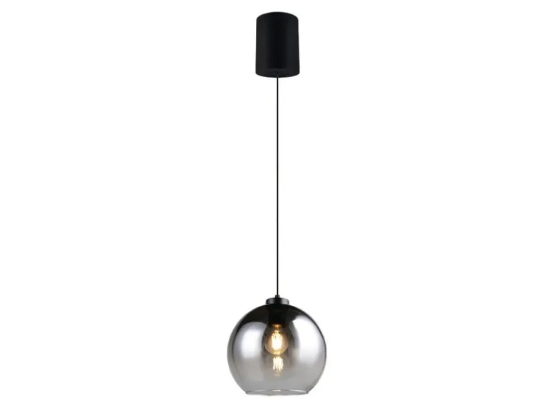 LED Pendelleuchte höhenverstellbar 1-flammig mit Rauchglas Kugel, Ø 25cm