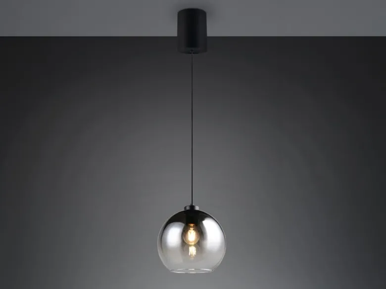 LED Pendelleuchte höhenverstellbar 1-flammig mit Rauchglas Kugel, Ø 25cm