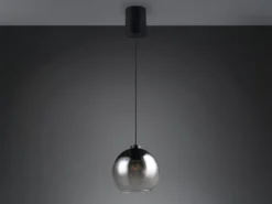 LED Pendelleuchte höhenverstellbar 1-flammig mit Rauchglas Kugel, Ø 25cm