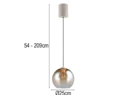 LED Pendelleuchte höhenverstellbar 1-flammig mit Glaskugel Bernstein, Ø 25cm