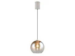 LED Pendelleuchte höhenverstellbar 1-flammig mit Glaskugel Bernstein, Ø 25cm