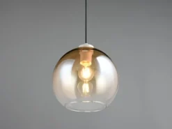 LED Pendelleuchte höhenverstellbar 1-flammig mit Glaskugel Bernstein, Ø 25cm