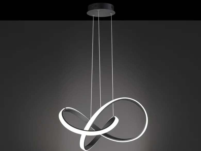 LED Pendelleuchte INDIGO in Schwarz geschwungen, Ø 55cm