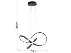 LED Pendelleuchte INDIGO in Schwarz geschwungen, Ø 55cm