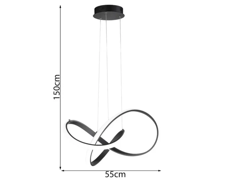 LED Pendelleuchte INDIGO in Schwarz geschwungen, Ø 55cm