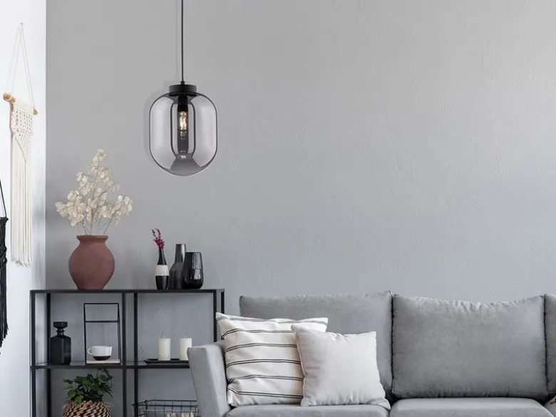 LED Pendelleuchte Industrial 1-flammig Rauchglas Glaskugel, Ø 24cm