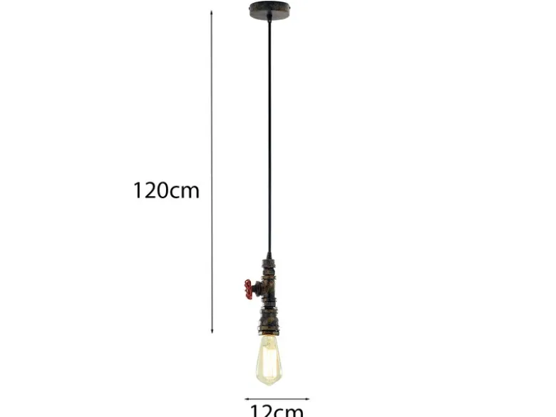 LED Pendelleuchte in Industrial Wasserrohr Rostoptik, Höhe 120cm