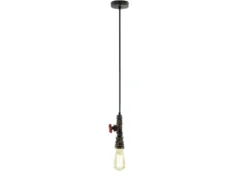 LED Pendelleuchte in Industrial Wasserrohr Rostoptik, Höhe 120cm