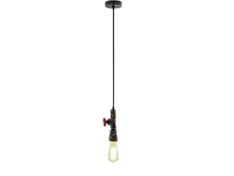LED Pendelleuchte in Industrial Wasserrohr Rostoptik, Höhe 120cm