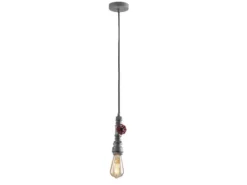 LED Pendelleuchte in Industrial Wasserrohr Optik Grau Antik, Höhe 120cm