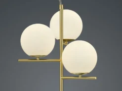 LED Pendelleuchte in Messing 3-flammig mit Glaskugeln Opal Weiß, Ø 40cm