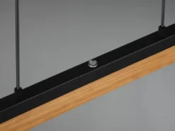 LED Pendelleuchte KERALA dimmbar Holzbrett naturbelassen, Breite 90cm