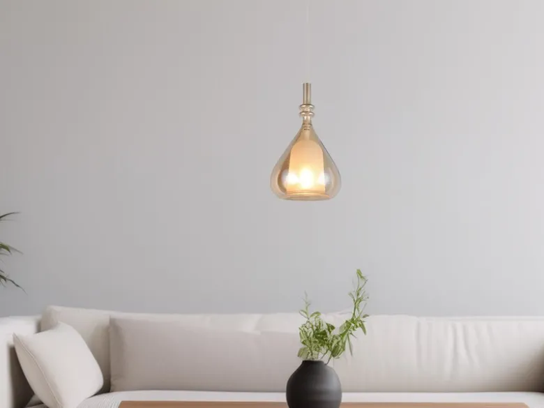 LED Pendelleuchte klein 1-flammig mit Glasschirm Bernsteinfarbig, Ø 16cm