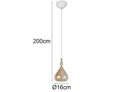 LED Pendelleuchte klein 1-flammig mit Glasschirm Bernsteinfarbig, Ø 16cm