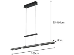 LED Pendelleuchte LACAL Schwarz dimmbar & höhenverstellbar, Breite 100cm