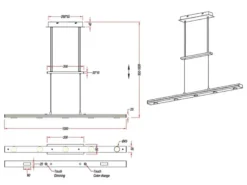 LED Pendelleuchte LACAL Silber dimmbar & höhenverstellbar, Breite 100cm