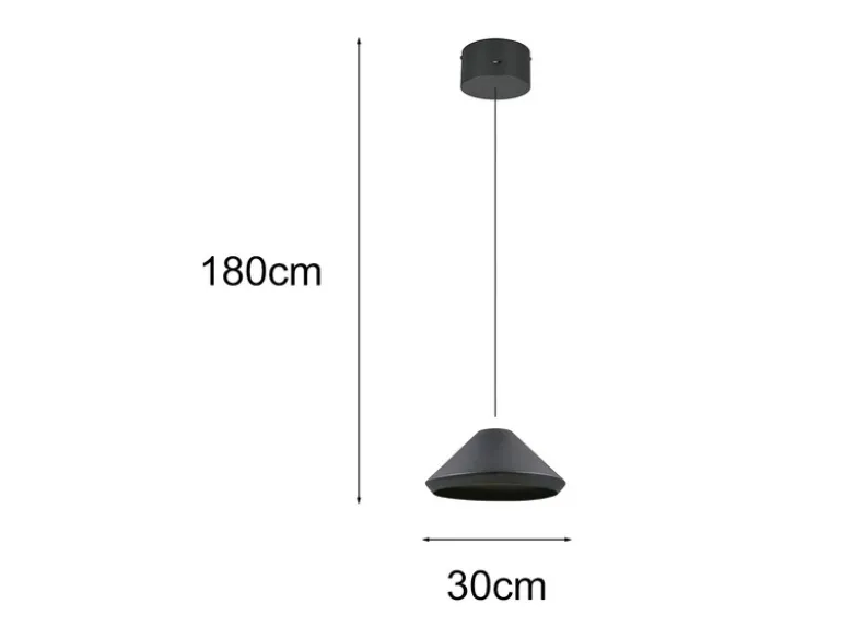 LED Pendelleuchte LAGUNA 1-flammig, höhenverstellbar, Schwarz Ø 30cm