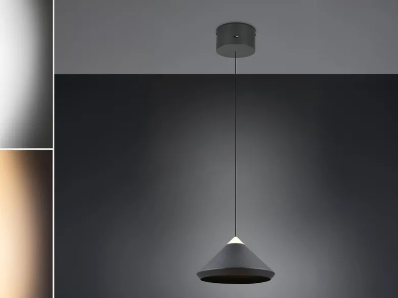 LED Pendelleuchte LAGUNA 1-flammig, höhenverstellbar, Schwarz Ø 30cm