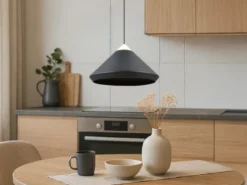 LED Pendelleuchte LAGUNA 1-flammig, höhenverstellbar, Schwarz Ø 30cm