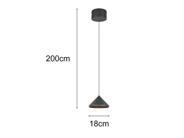 LED Pendelleuchte LAGUNA 1-flammig, höhenverstellbar, Schwarz Ø 18cm