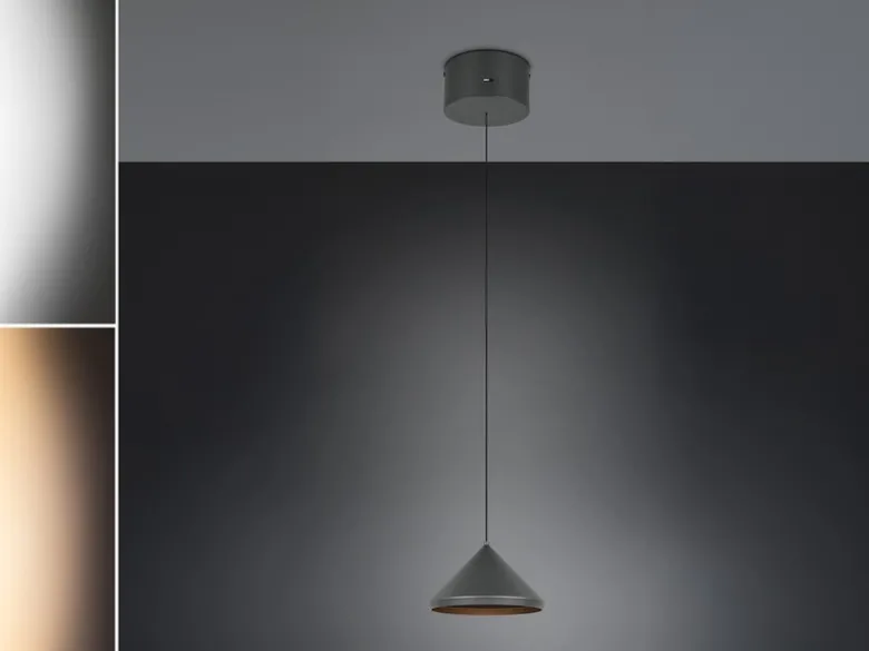 LED Pendelleuchte LAGUNA 1-flammig, höhenverstellbar, Schwarz Ø 18cm
