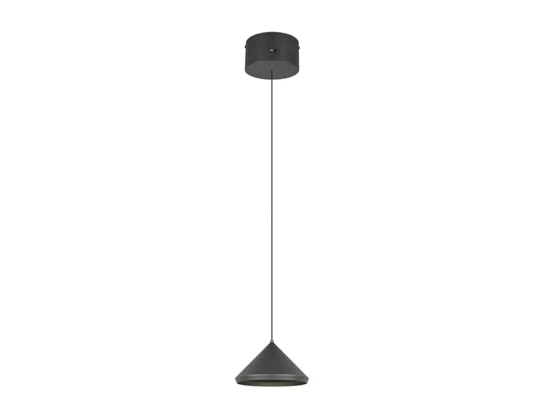 LED Pendelleuchte LAGUNA 1-flammig, höhenverstellbar, Schwarz Ø 18cm