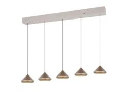 LED Pendelleuchte LAGUNA 5-flammig, höhenverstellbar, Coffee, Breite 123cm