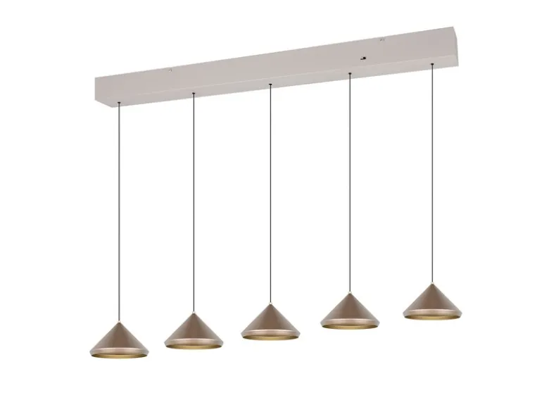 LED Pendelleuchte LAGUNA 5-flammig, höhenverstellbar, Coffee, Breite 123cm