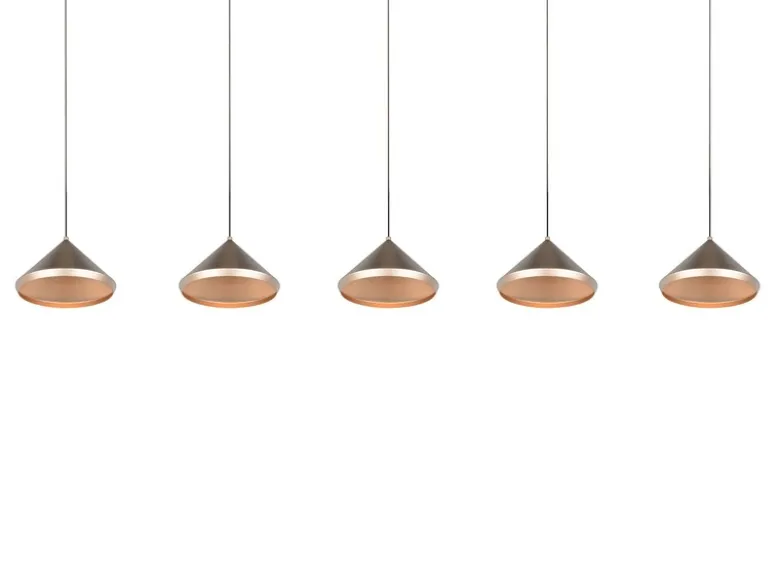 LED Pendelleuchte LAGUNA 5-flammig, höhenverstellbar, Coffee, Breite 123cm