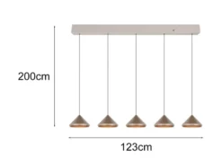 LED Pendelleuchte LAGUNA 5-flammig, höhenverstellbar, Coffee, Breite 123cm