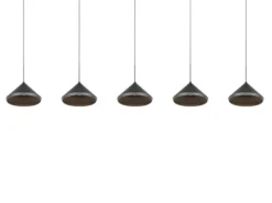 LED Pendelleuchte LAGUNA 5-flammig, höhenverstellbar, Schwarz, Breite 123cm