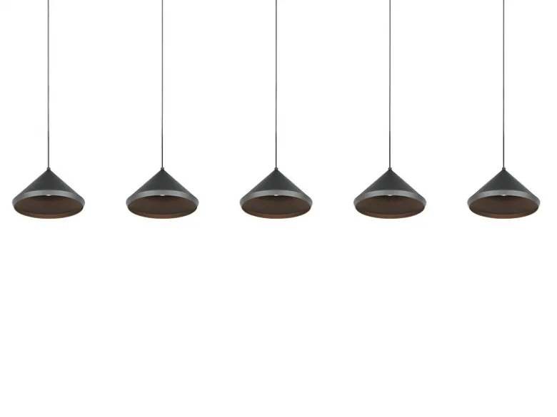 LED Pendelleuchte LAGUNA 5-flammig, höhenverstellbar, Schwarz, Breite 123cm