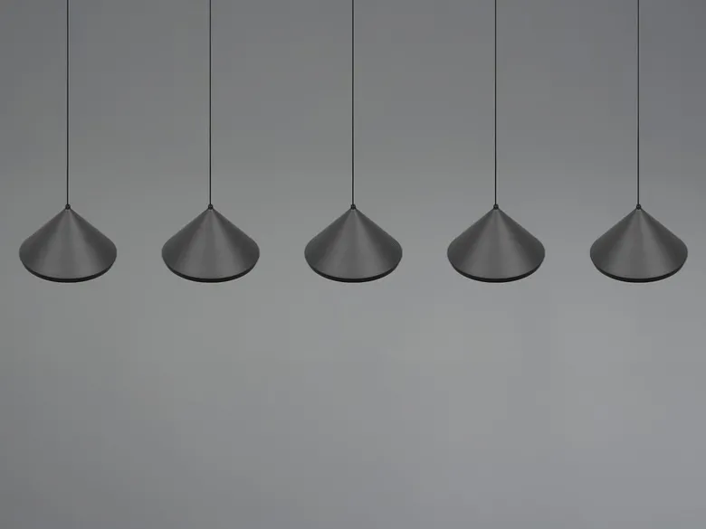 LED Pendelleuchte LAGUNA 5-flammig, höhenverstellbar, Schwarz, Breite 123cm