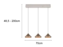 LED Pendelleuchte LAGUNA 3-flammig, höhenverstellbar, Coffee, Breite 70cm
