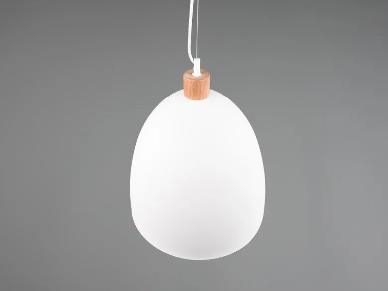 LED Pendelleuchte Lampenschirm Metall/Holz Weiß dimmbar, Ø 40cm