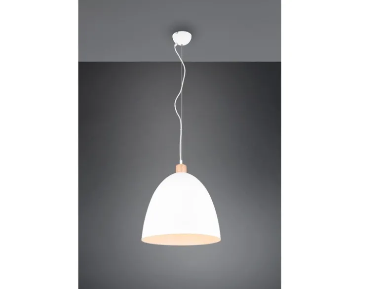 LED Pendelleuchte Lampenschirm Metall/Holz Weiß dimmbar, Ø 40cm