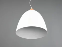 LED Pendelleuchte Lampenschirm Metall/Holz Weiß dimmbar, Ø 40cm
