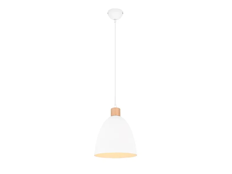 LED Pendelleuchte Lampenschirm Metall/Holz Weiß dimmbar, Ø 25cm