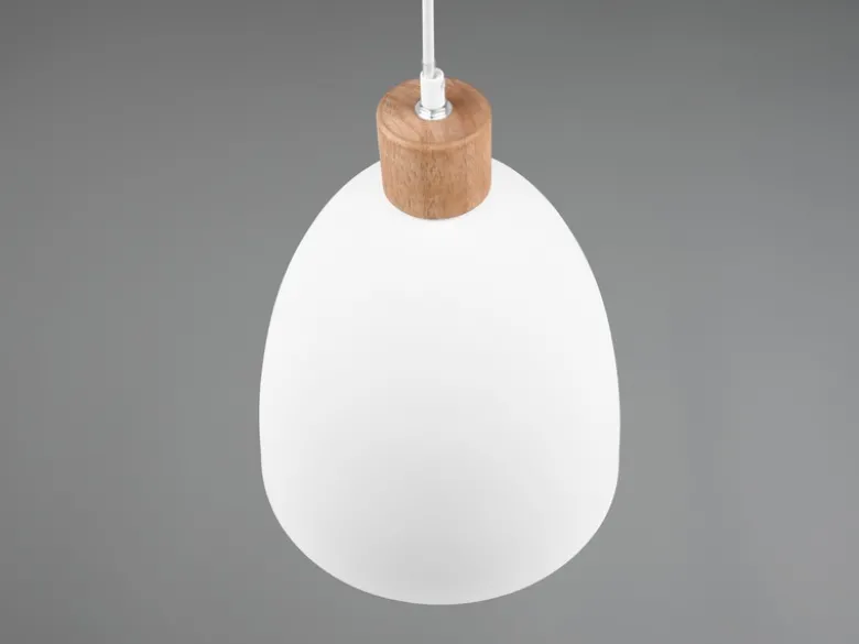 LED Pendelleuchte Lampenschirm Metall/Holz Weiß dimmbar, Ø 25cm