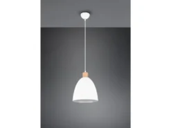LED Pendelleuchte Lampenschirm Metall/Holz Weiß dimmbar, Ø 25cm