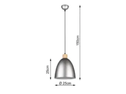 LED Pendelleuchte Lampenschirm Metall/Holz Silber Antik dimmbar, Ø 25cm