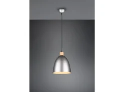 LED Pendelleuchte Lampenschirm Metall/Holz Silber Antik dimmbar, Ø 25cm