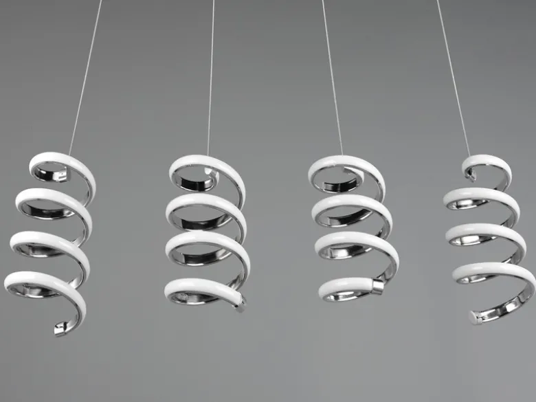 LED Pendelleuchte LAOLA 4-flammig in 3 Stufen dimmbar Silber Chrom, Breite 85cm