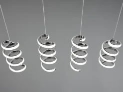 LED Pendelleuchte LAOLA 4-flammig in 3 Stufen dimmbar Silber Chrom, Breite 85cm