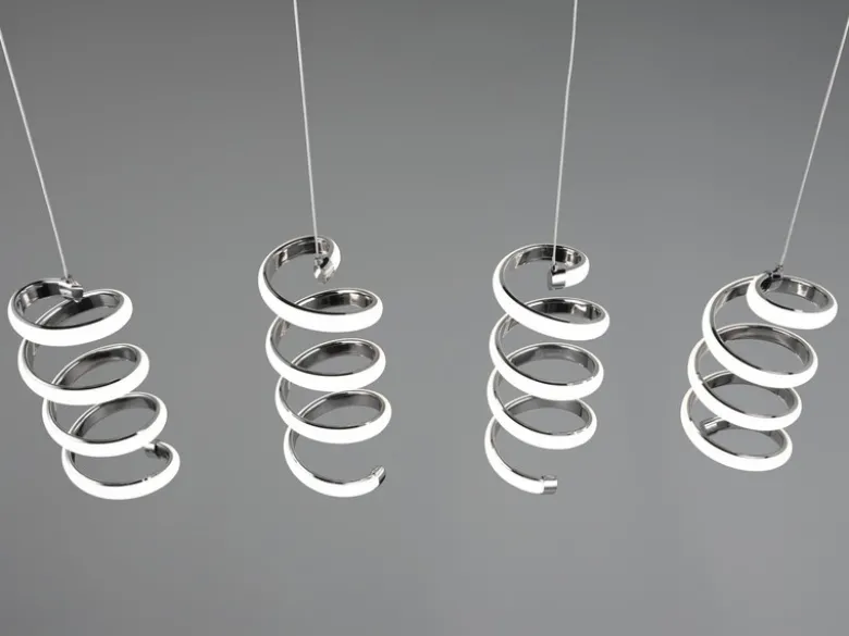 LED Pendelleuchte LAOLA 4-flammig in 3 Stufen dimmbar Silber Chrom, Breite 85cm
