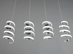 LED Pendelleuchte LAOLA 4-flammig in 3 Stufen dimmbar Silber Chrom, Breite 85cm